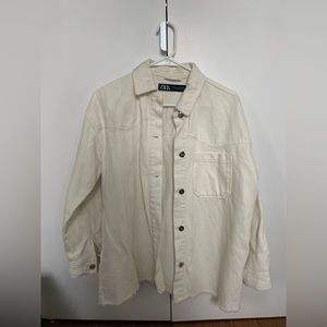 White oversized corduroy zara jacket